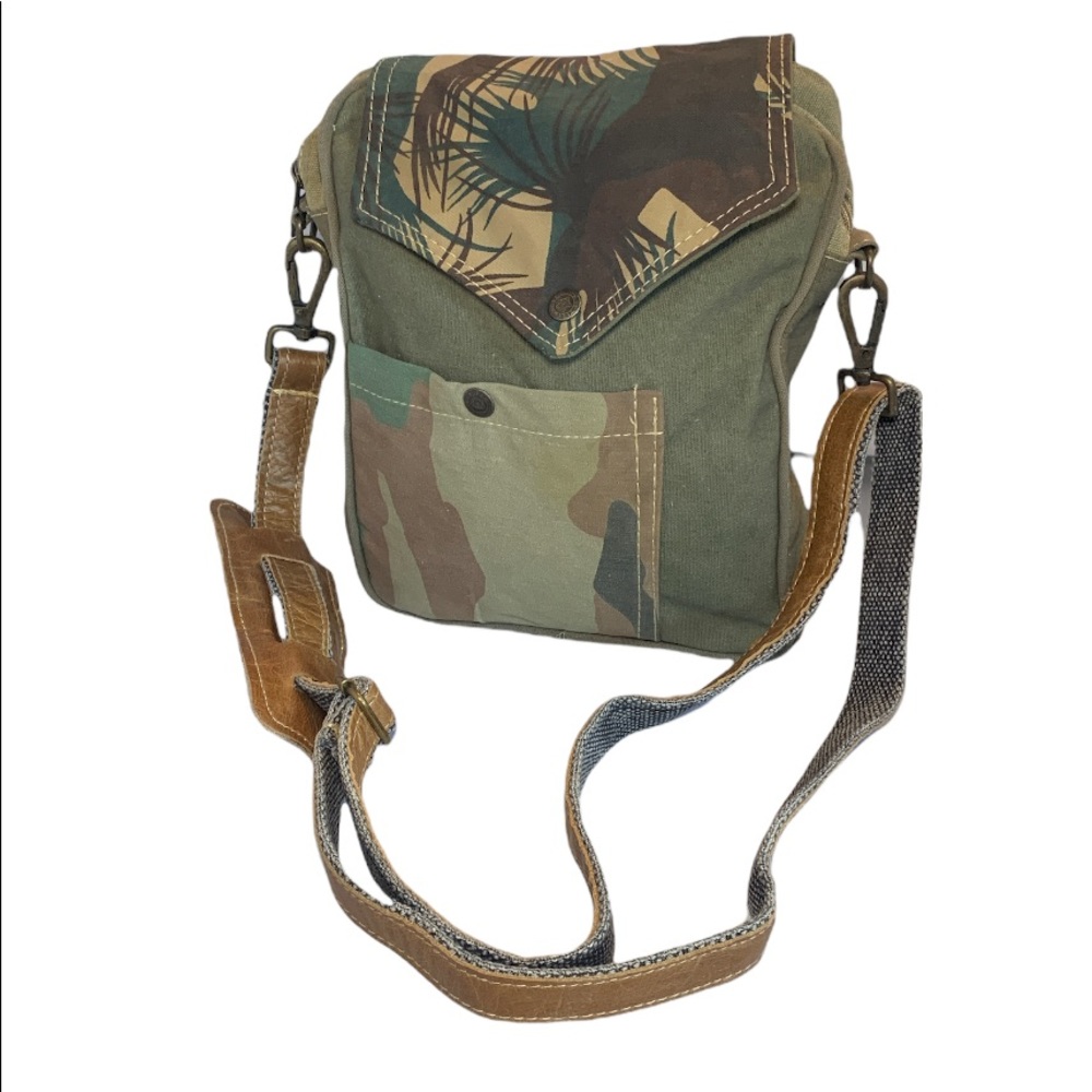 Vintage Addiction Recycled Tent Camo Crossbody Bag